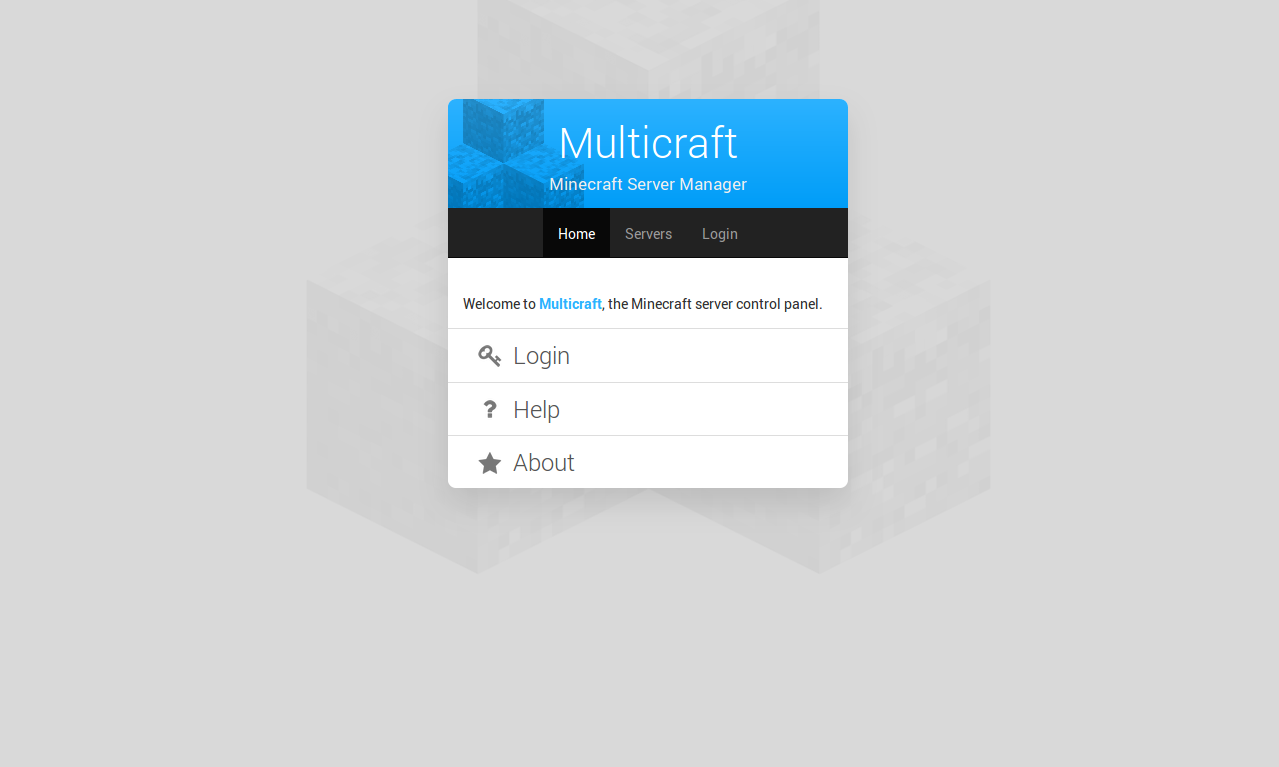 Multicraft Welcome Page