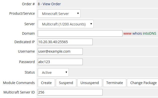 Multicraft - The Minecraft Hosting Solution - WHMCS Module